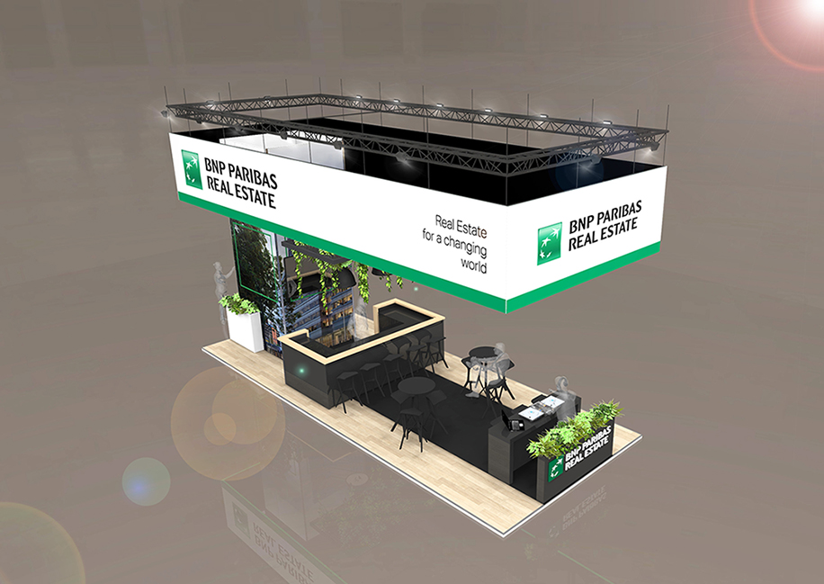 BNP Paribas Real Estate Stand at Provada Amsterdam. Design and build by Eldee.
