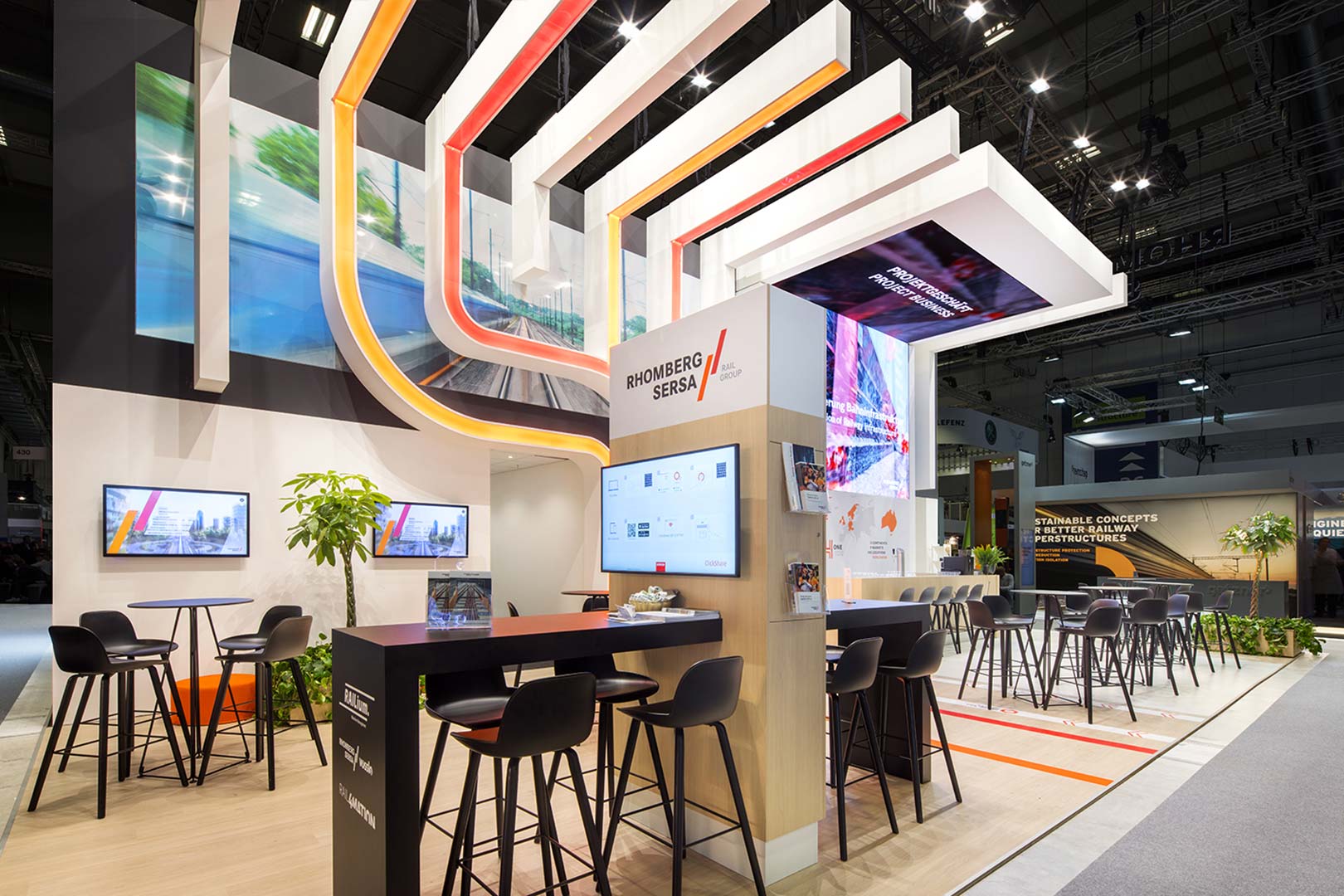 Two-storey booth Rhomberg Sersa Rail - InnoTrans Booth building