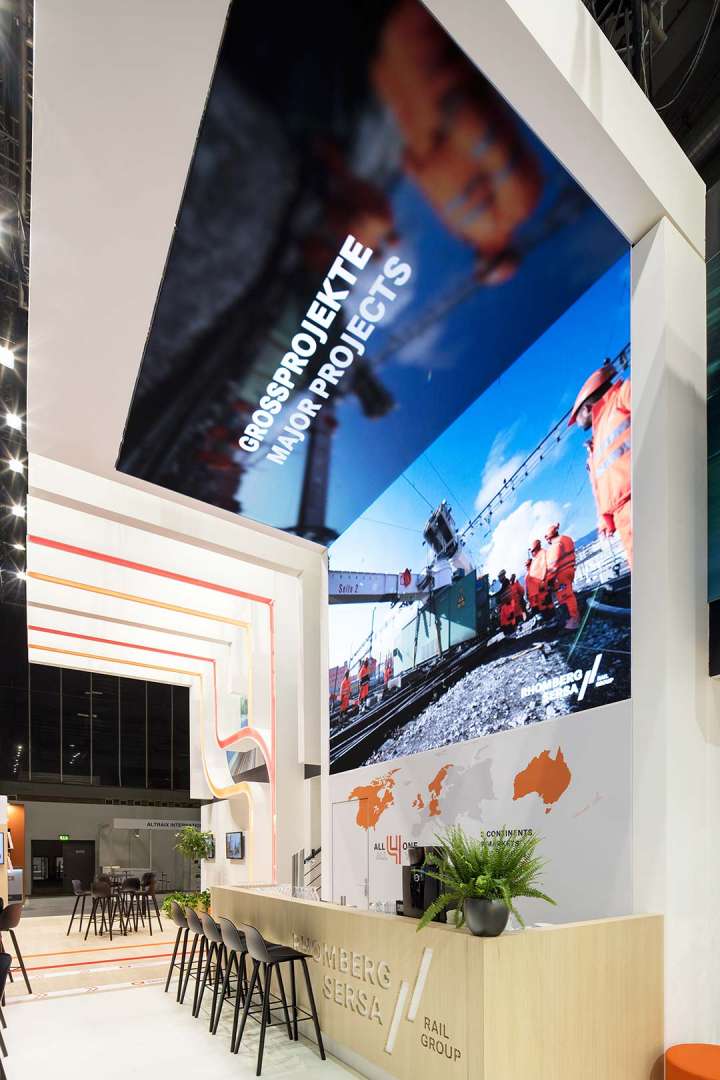 Two-storey booth Rhomberg Sersa Rail - InnoTrans Booth building